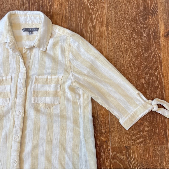 Sharagano Linen Stripe Beach Cover Up 6 - Picture 4 of 4